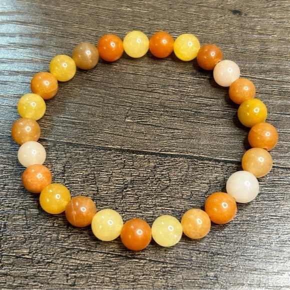 Other - Yellow Jade Beaded Stretch Bracelet